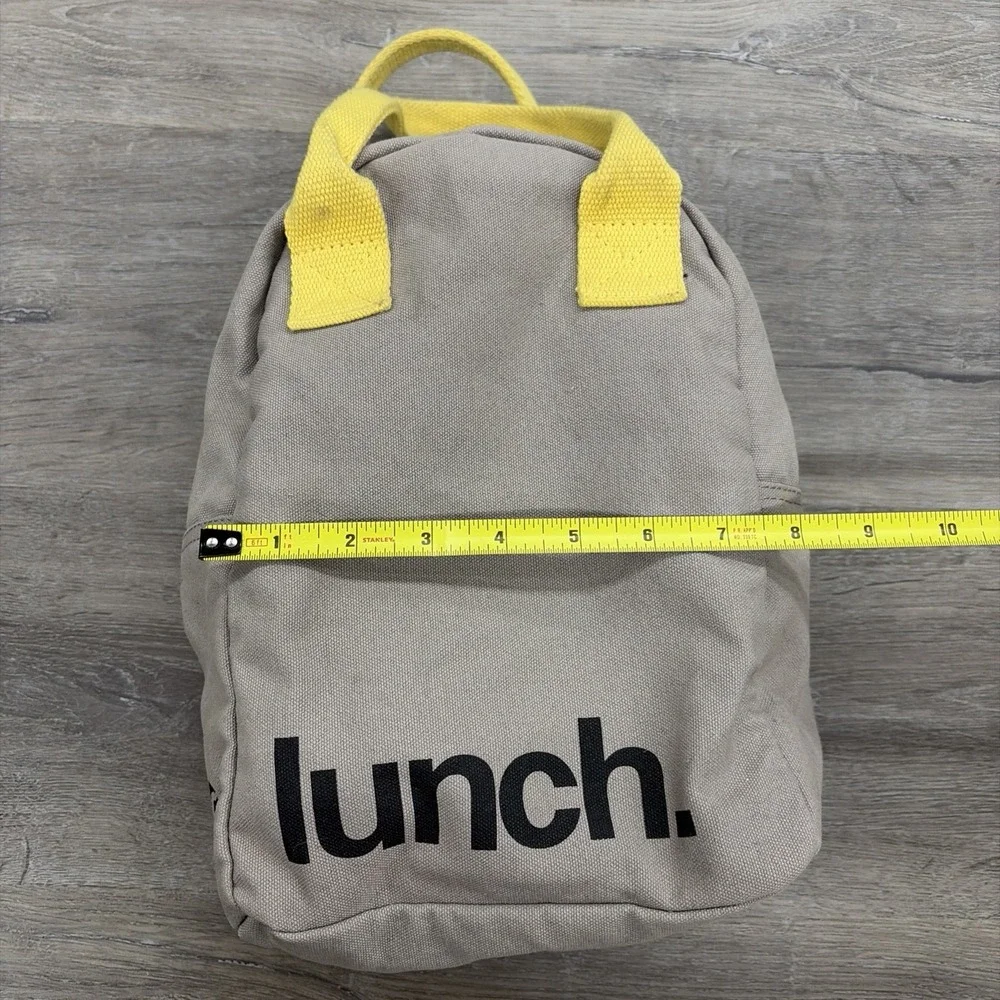 Fluf Zipper Work School Lunch Bag Grey Canvas Yellow Interior Pack Organic